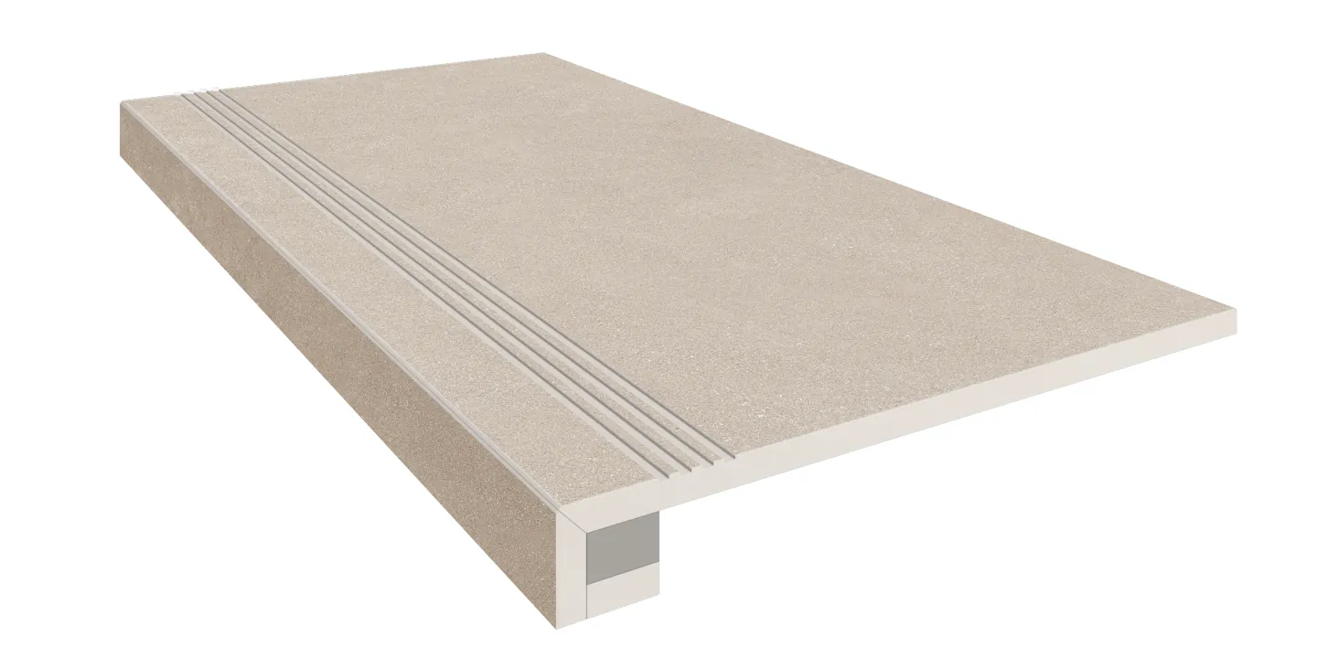 Комплект Estima LN01 Luna Beige (Ступень 33x120 непол. прямоугол. бортик с насечками + Подступенок 14,5x120)