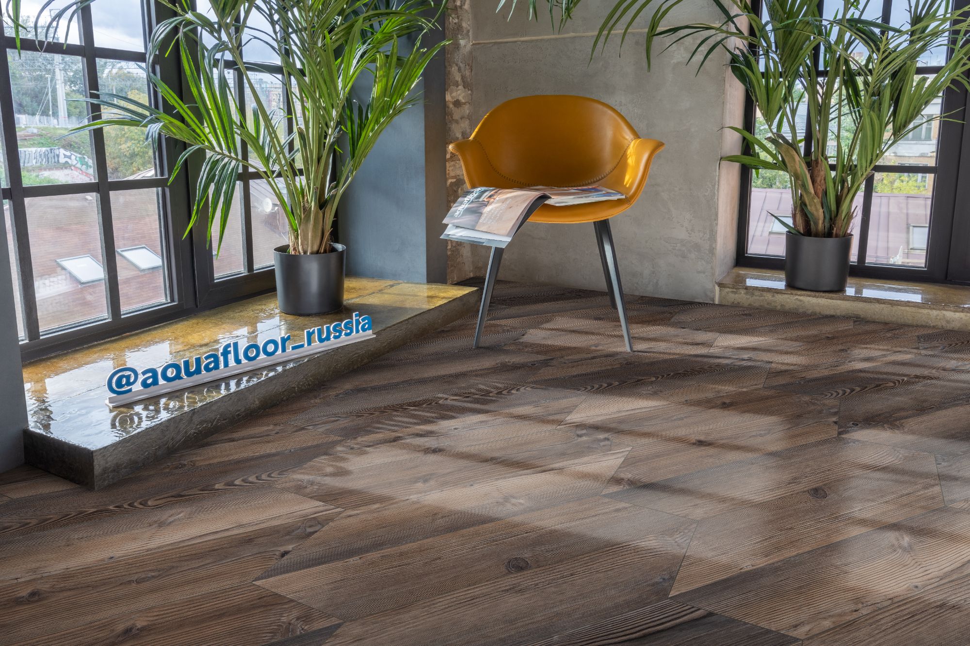 Кварцвиниловая плитка Aqua Floor Chevron Glue (Parquet) AF2555PGCh 553.7x130.5 Сосна Светлый замковый кварц винил напольный