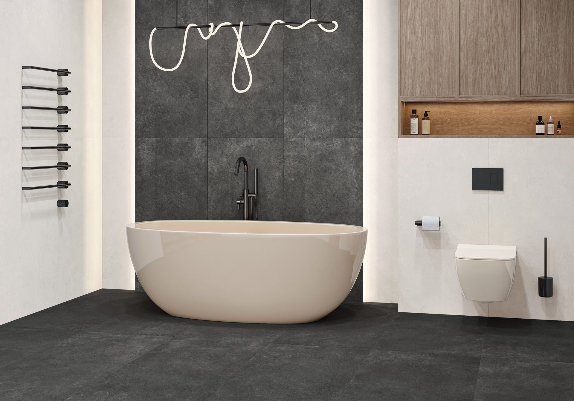 Керамогранит Artkera Group Микроцемент Графит GP60120MIM25M серый 60x120