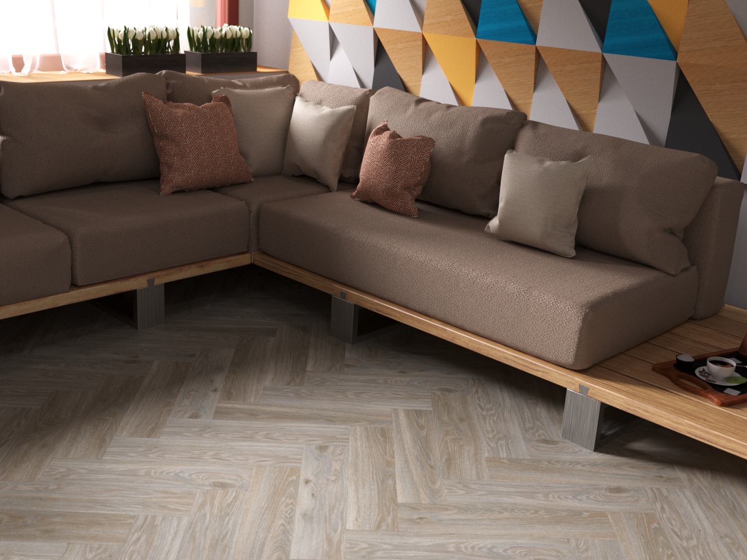 Кварцвиниловая плитка Fine Floor Craft Short Plank FF-008 Дуб Хэмптон-Корт кварц винил напольный