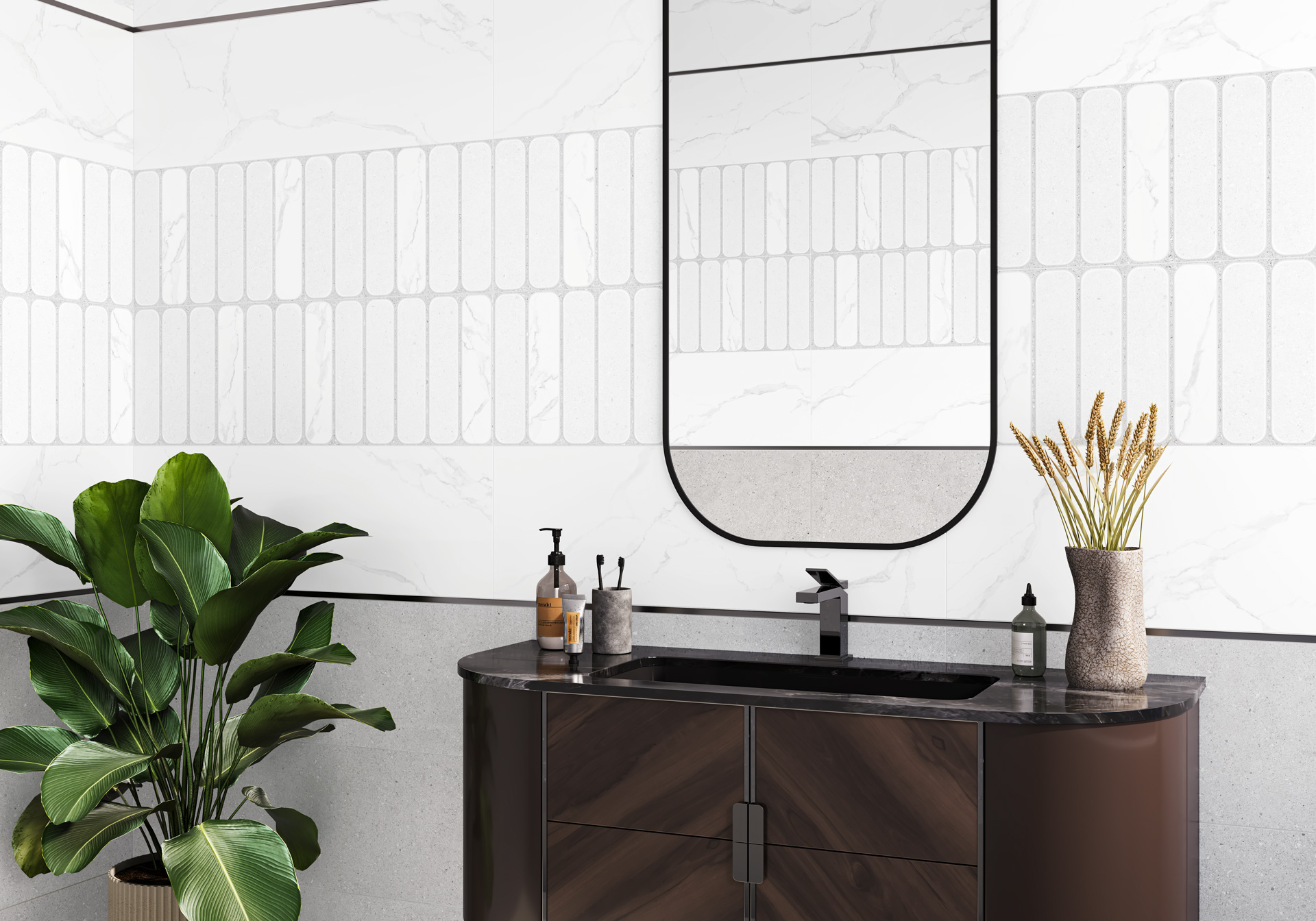 Керамическая плитка Alma Ceramica Амарант TWU3090AMT27R белый 30x90