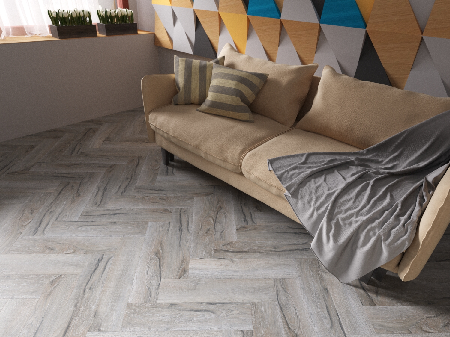 Кварцвиниловая плитка Fine Floor Craft Short Plank FF-008 Дуб Хэмптон-Корт кварц винил напольный