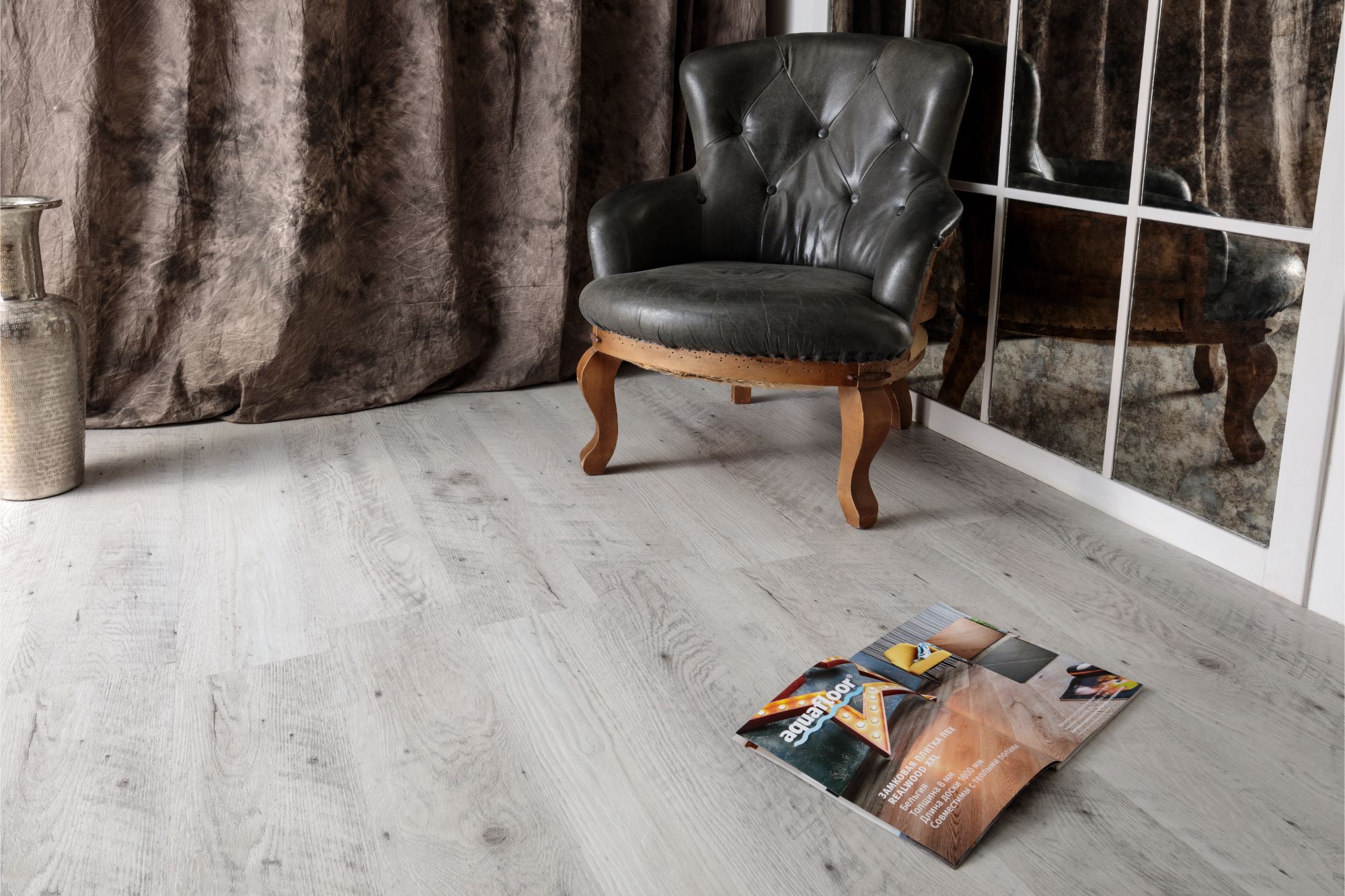 Кварцвиниловая плитка Aqua Floor Nano AF3217N 1221x180 Дуб Темный замковый кварц винил напольный