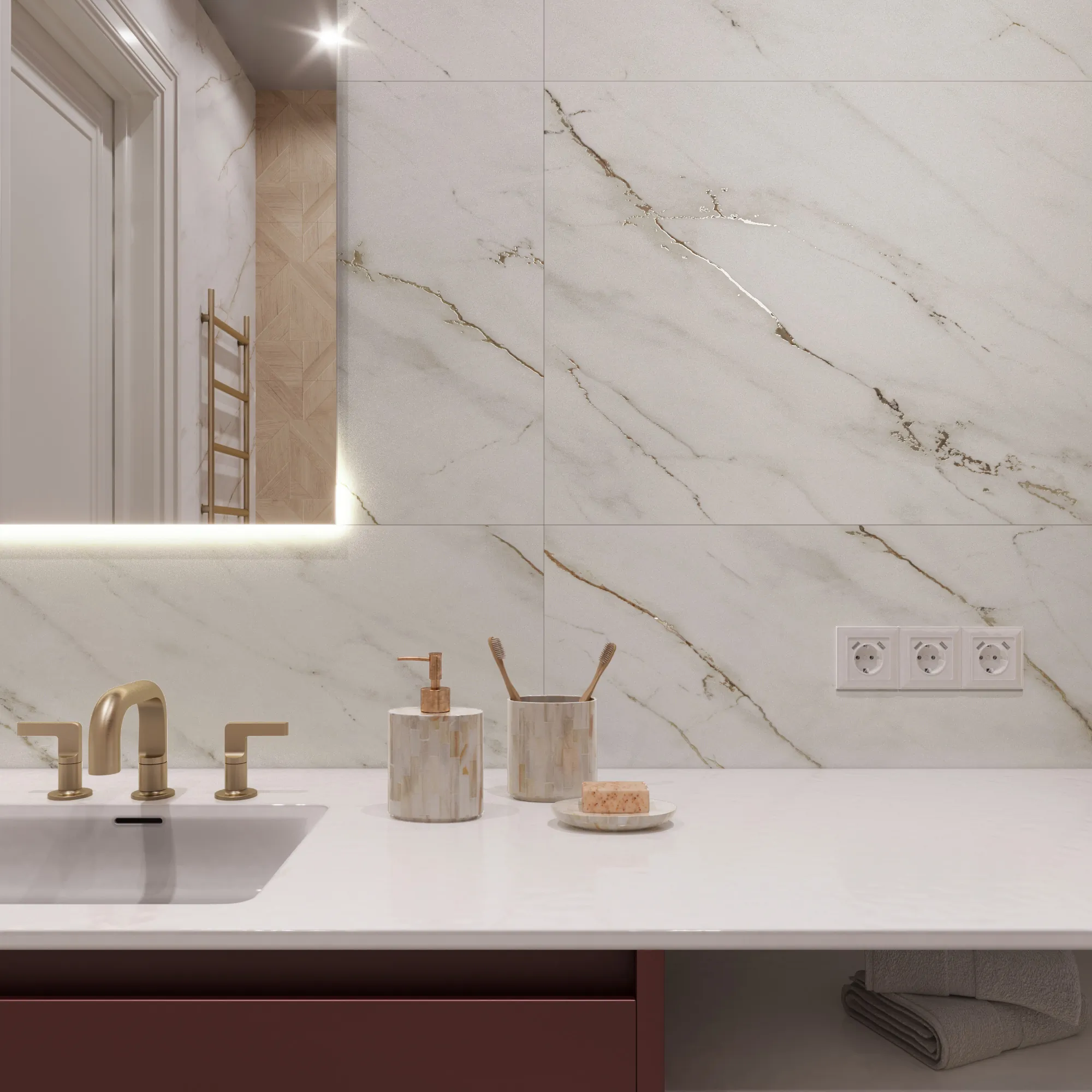 Керамогранит Креанза CP4004-A Selva Gold Carving Pro 60x120 белый