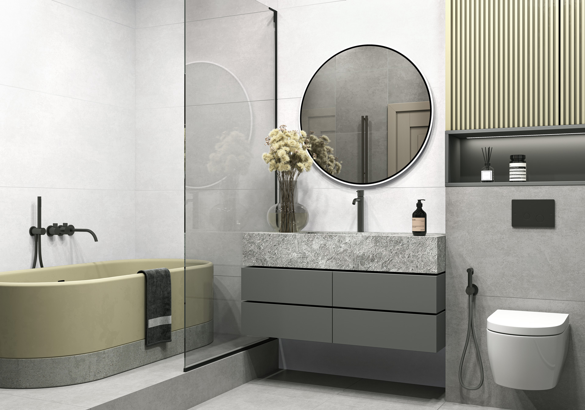 Керамогранит Alma Ceramica Бетон Про GFU60120BTP14R разноцветный 60x120