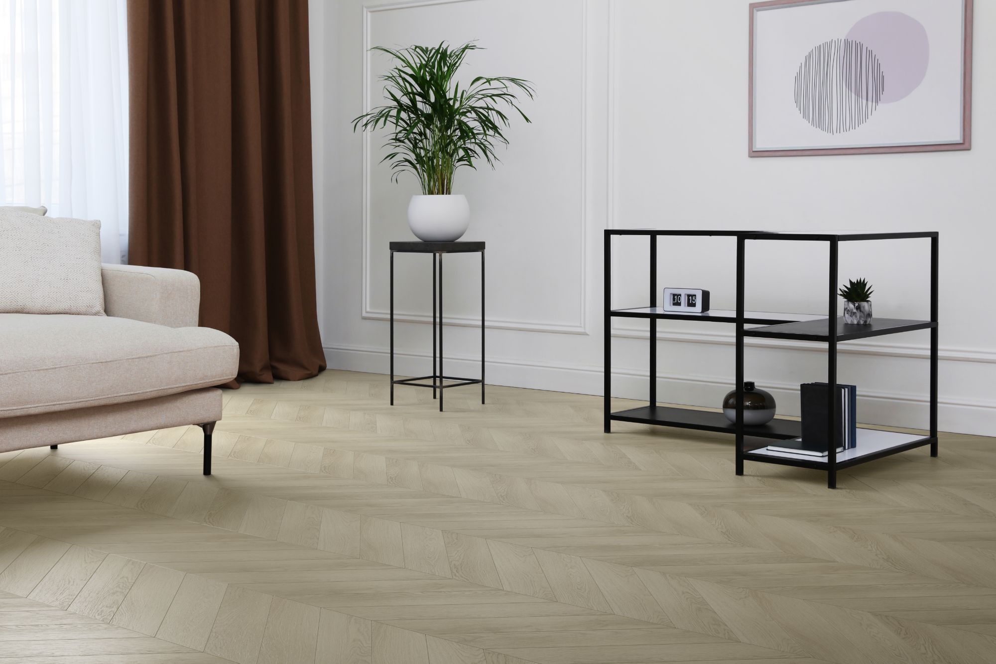Кварцвиниловая плитка Aqua Floor Chevron Premium (Parquet) AF7015CVR 690x120 Дуб селект Светлый замковый кварц винил напольный
