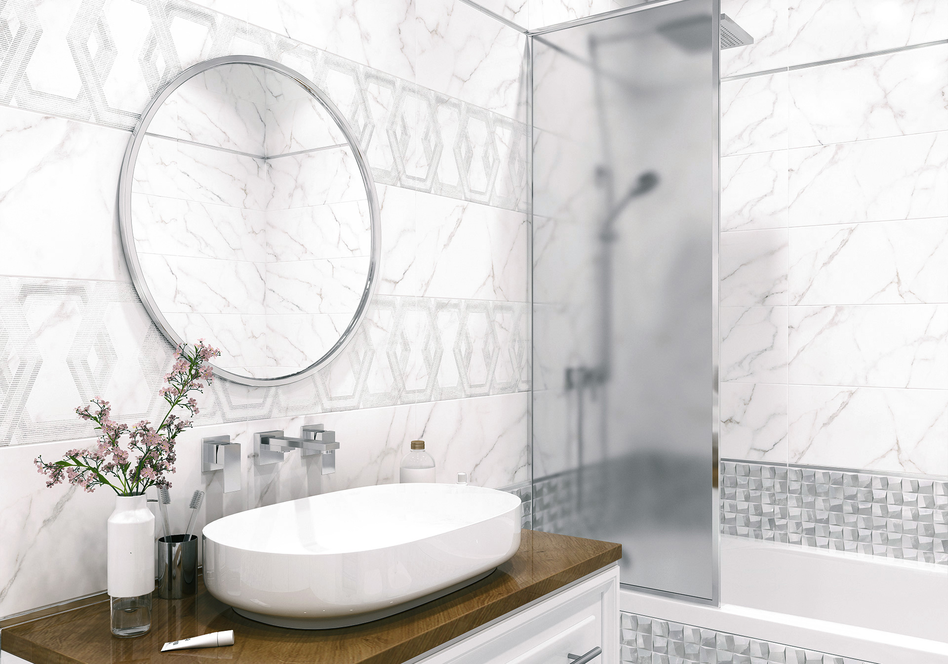 Керамическая плитка Alma Ceramica Гриджио TWU09GRG007 белый 24.9x50