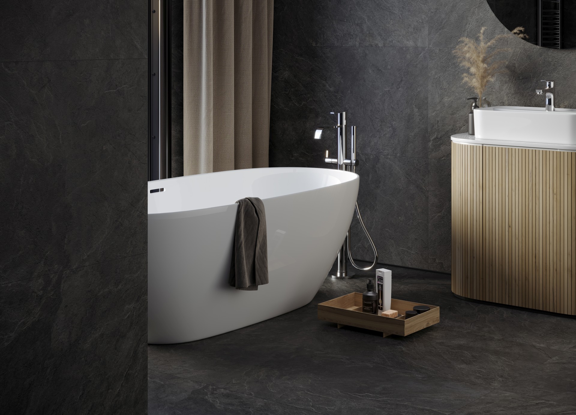 Плинтус Керранова Krater Grey K-2211/SR/p01/76x1200x10 серый