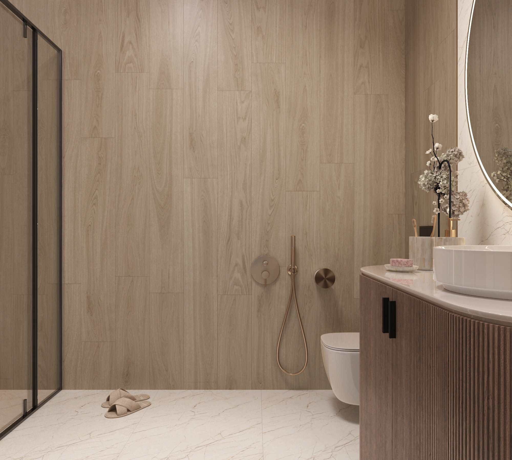 Керамогранит Креанза CW-RT06-B Cedar Wood Pine Rustic Wood 20x120 бежевый