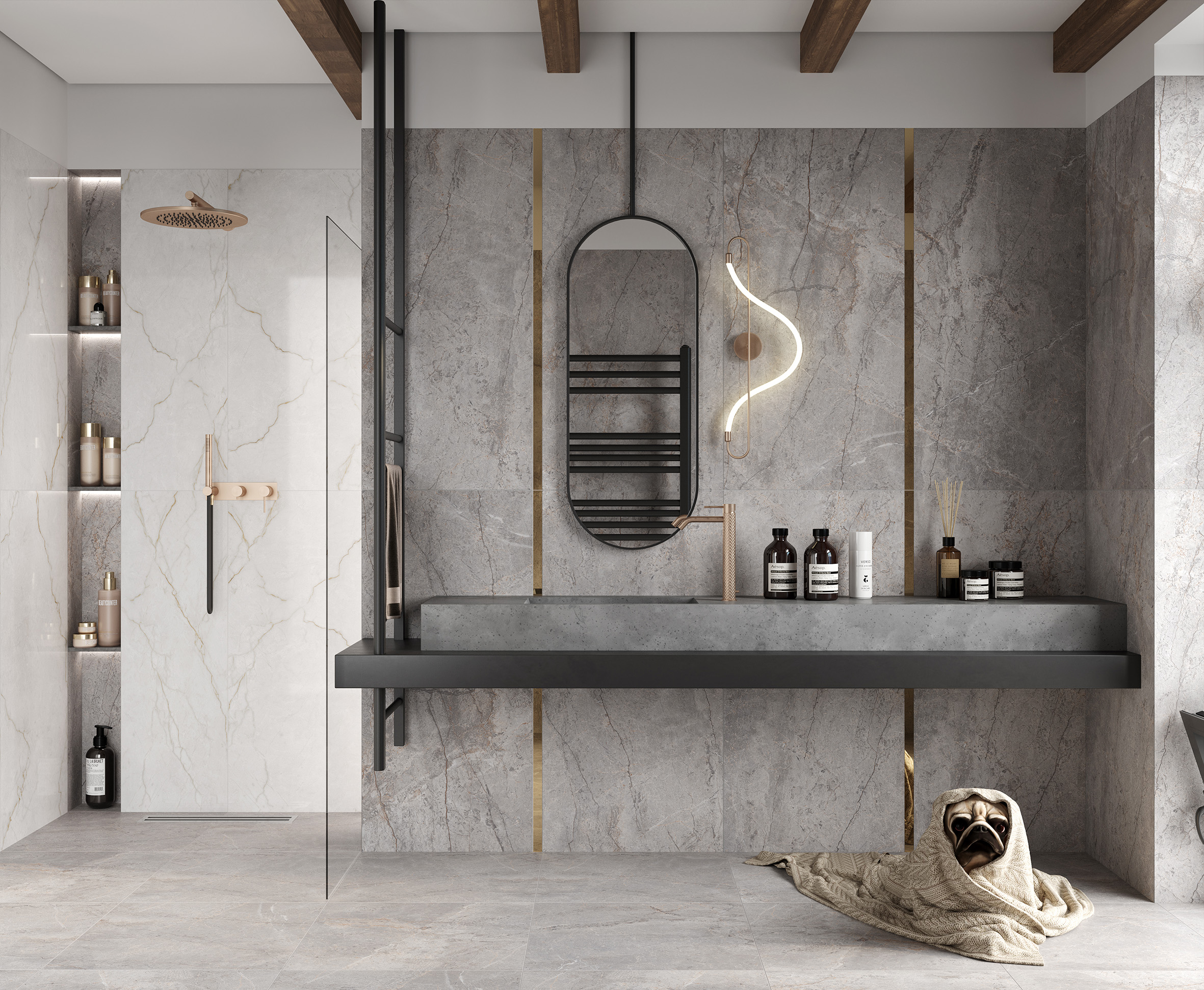 Керамогранит Laparet Carved River Gray 60x120 глянцевый