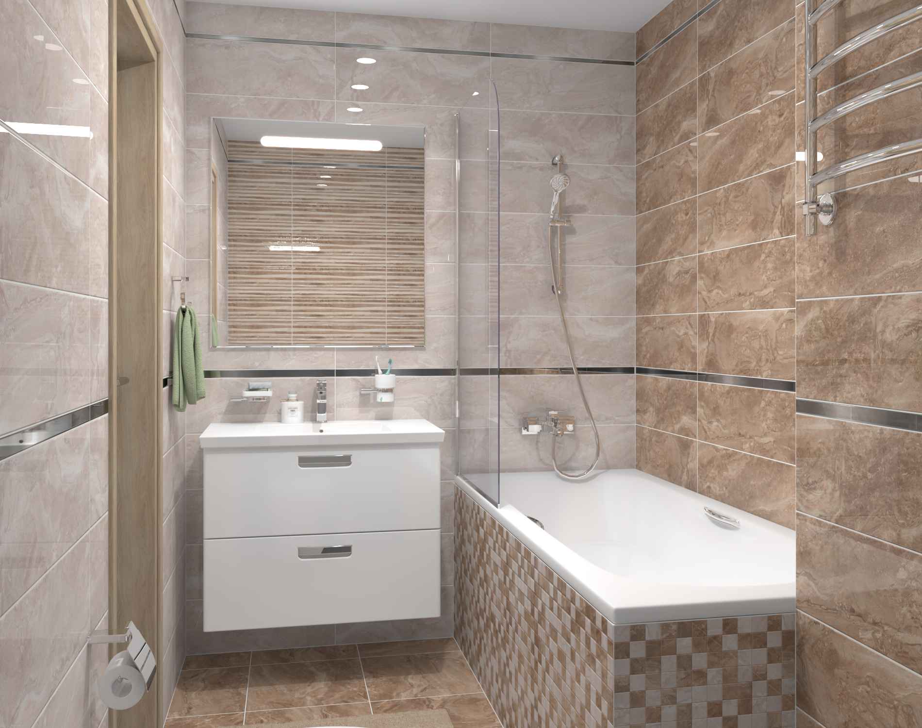 Мозаика Laparet Polaris коричневый+бежевый 30x30 глянцевый