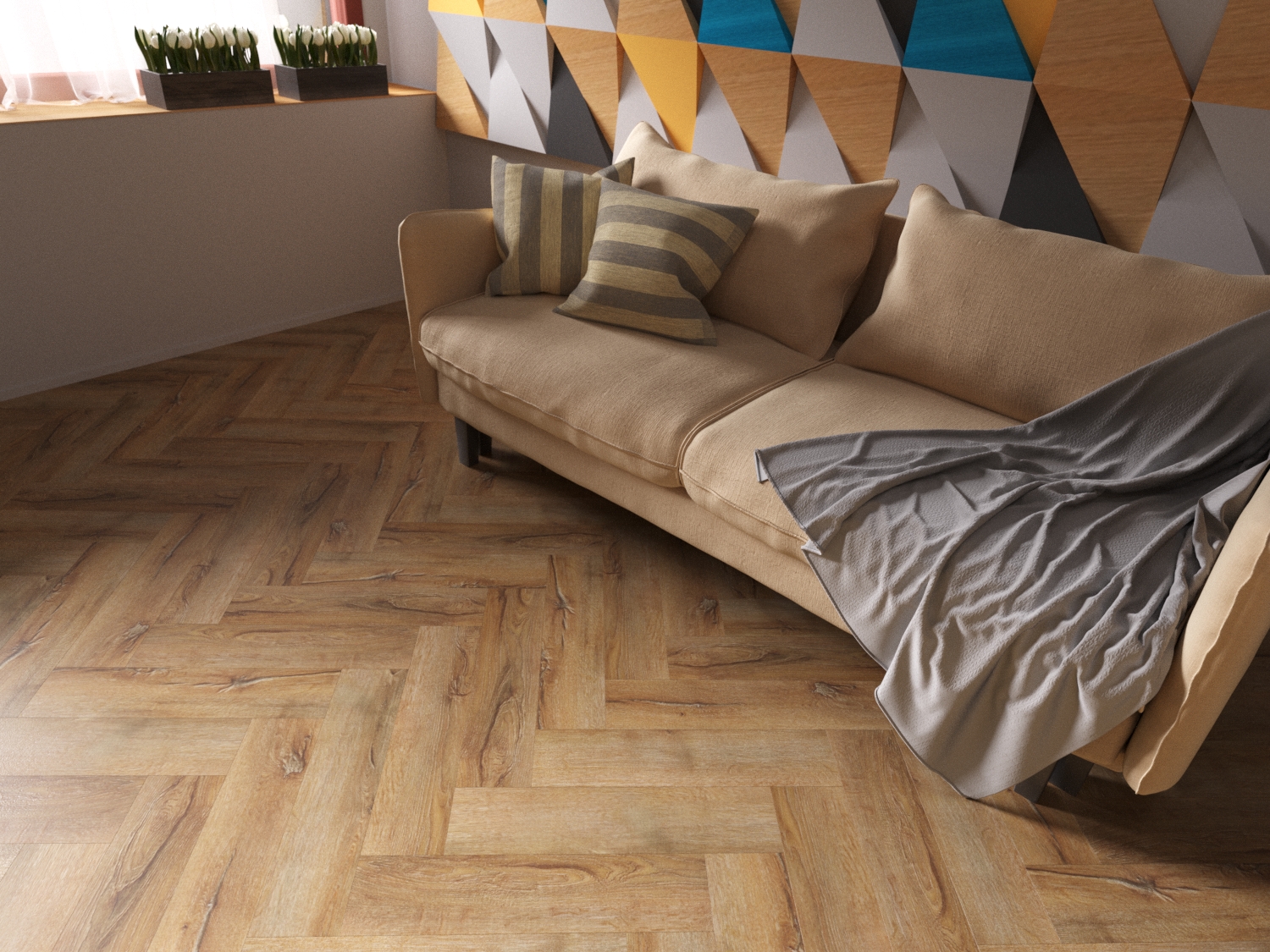 Кварцвиниловая плитка Fine Floor Craft Short Plank FF-008 Дуб Хэмптон-Корт кварц винил напольный