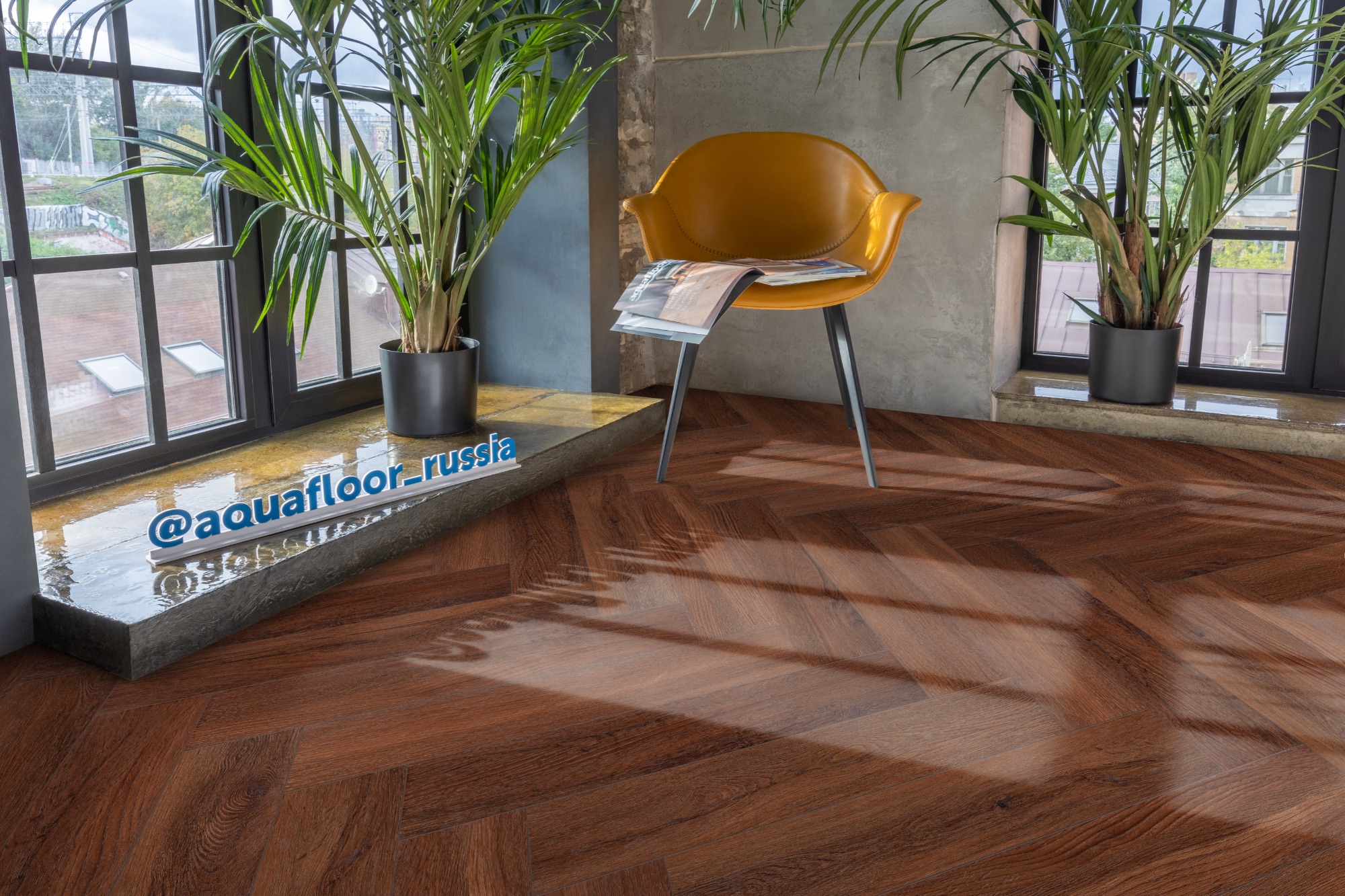Кварцвиниловая плитка Aqua Floor Parquet Glue AF2518PG 610x122 Дуб Темный замковый кварц винил напольный