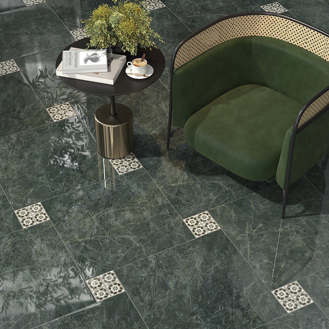 Керамическая плитка Kerama Marazzi FMA031R Серенада зеленый глянцевый обрезной 15x30