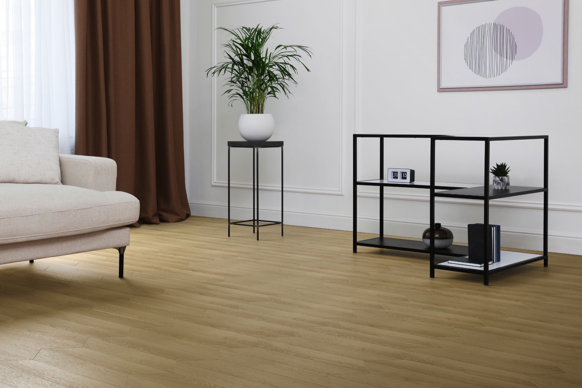 Кварцвиниловая плитка Aqua Floor Chevron Premium (Parquet) AF7015CVR 690x120 Дуб селект Светлый замковый кварц винил напольный