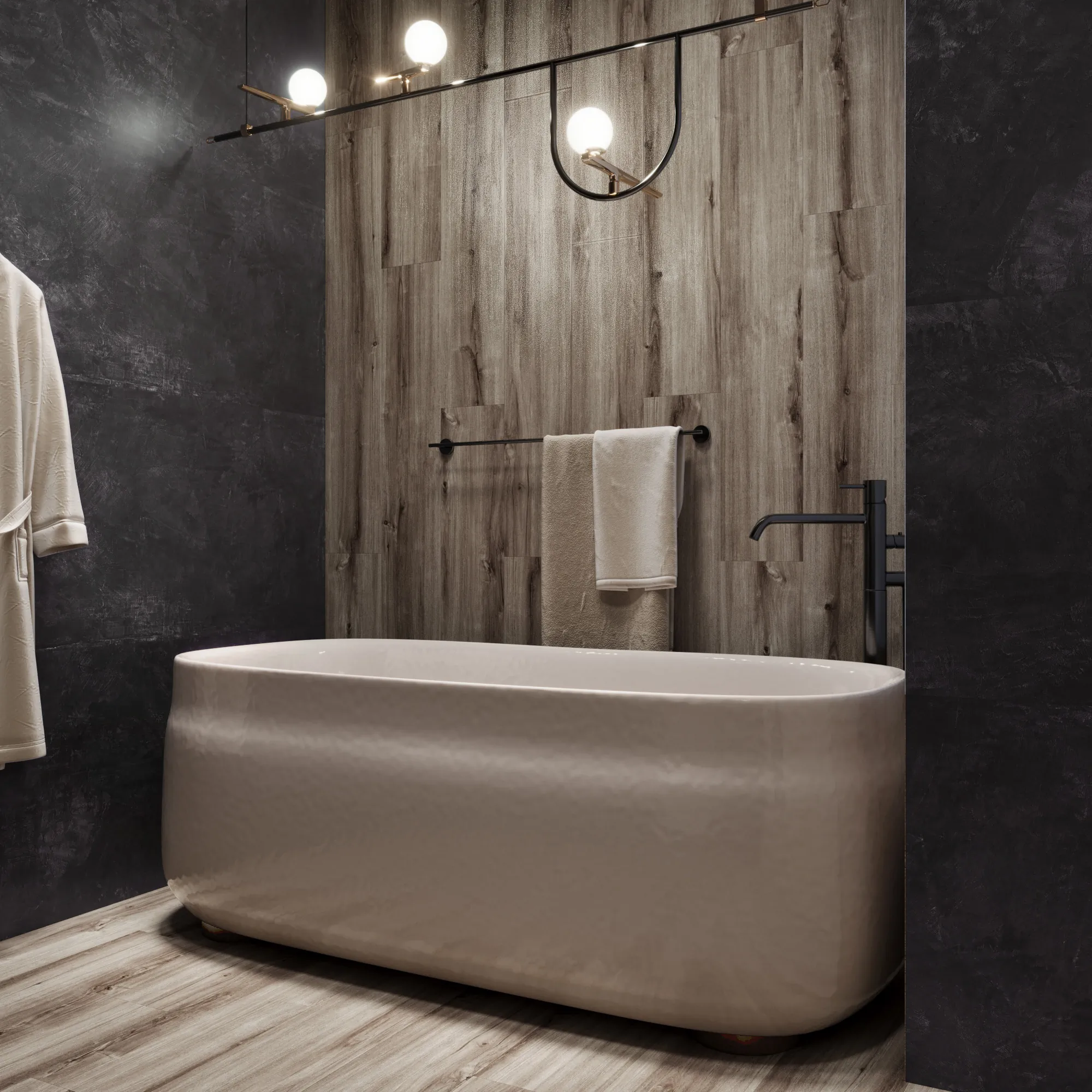 Керамогранит Креанза CW-RT01-B Akasa Wood Ash Rustic Wood 20x120 серый