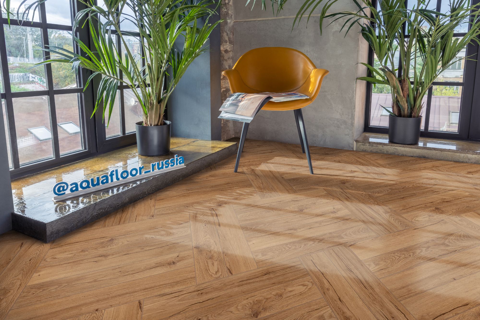 Кварцвиниловая плитка Aqua Floor Parquet Glue AF2518PG 610x122 Дуб Темный замковый кварц винил напольный