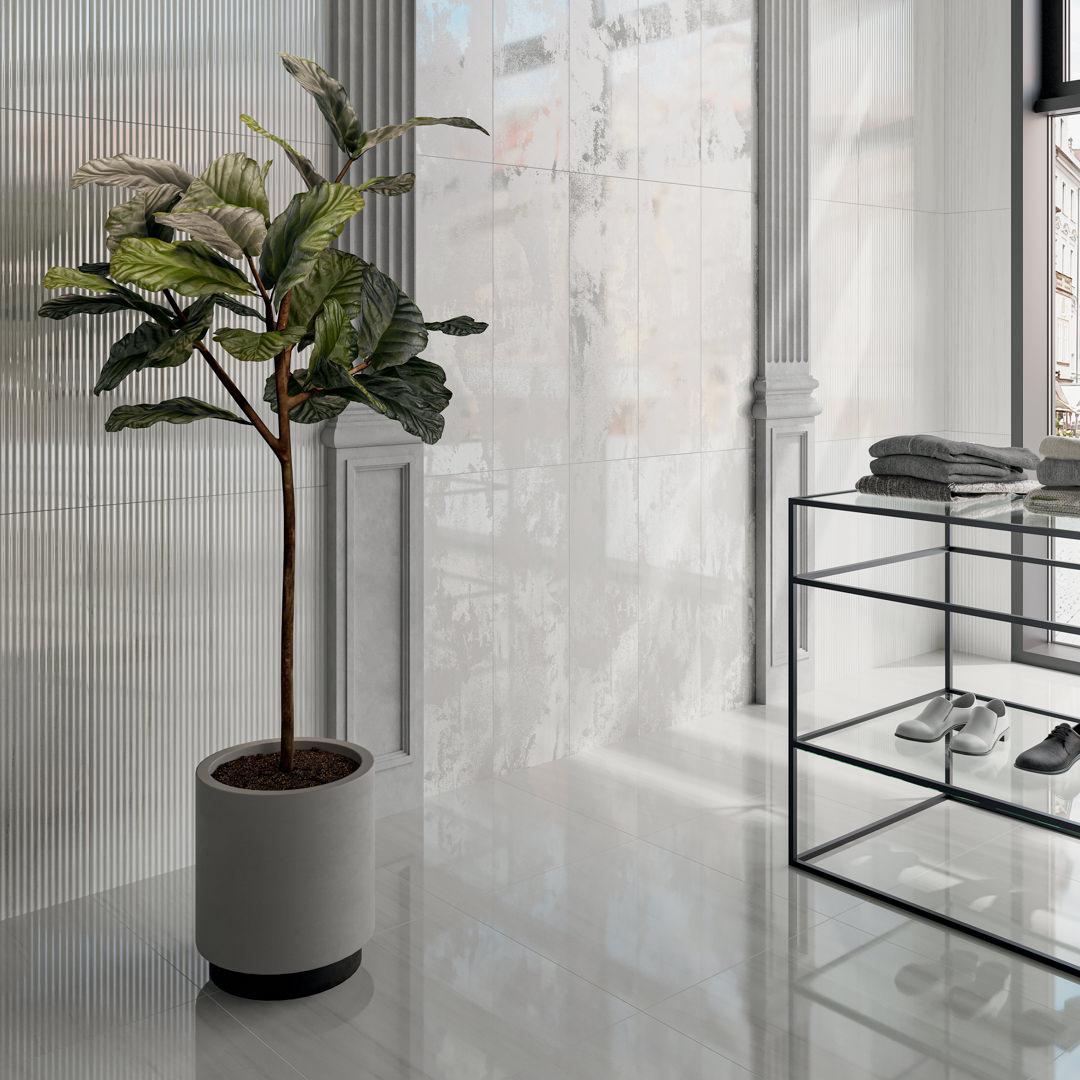 Керамическая плитка Kerama Marazzi 13111TR Белем структура серый светлый глянцевый обрезной 30x89.5