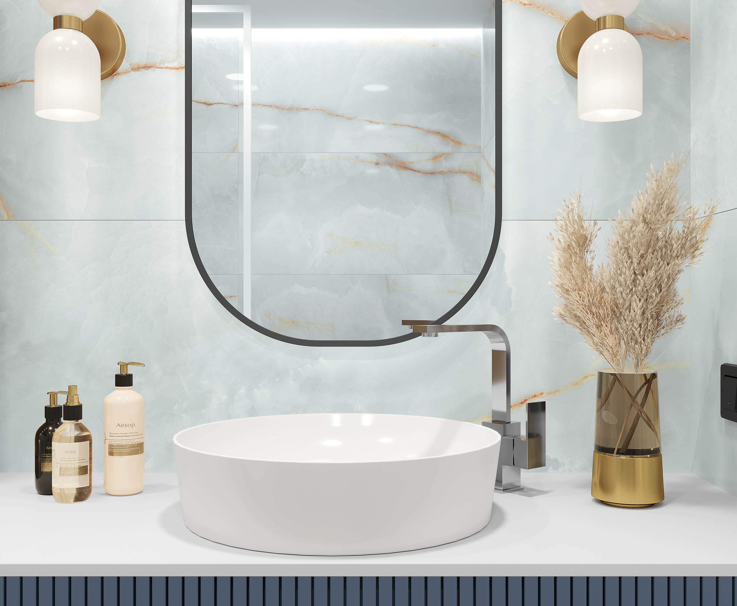 Керамогранит Laparet Onyx Dawn Sky голубой 60x120 полированный