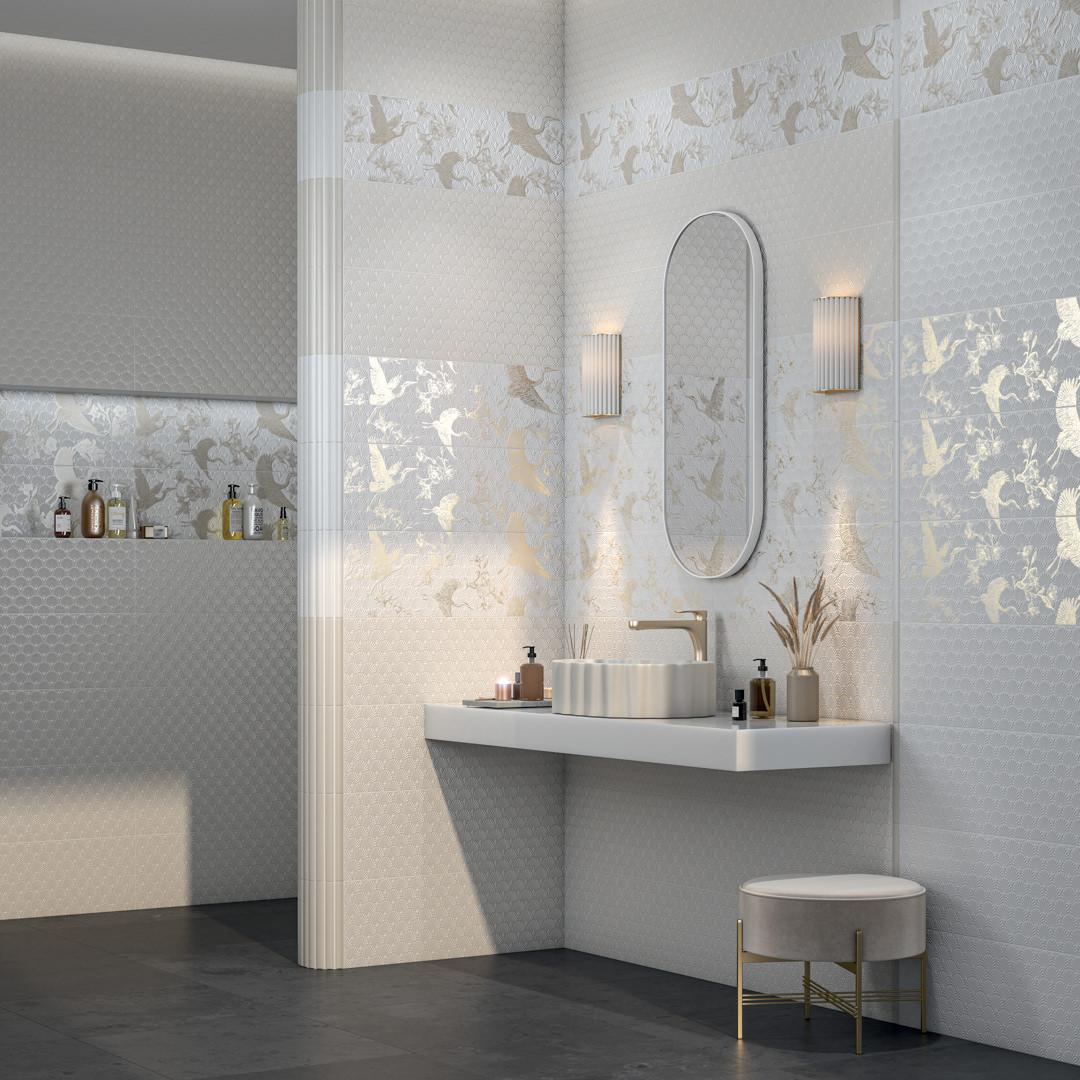 Керамическая плитка Kerama Marazzi Гарса структура белый матовый обрезной 25x75 12154R