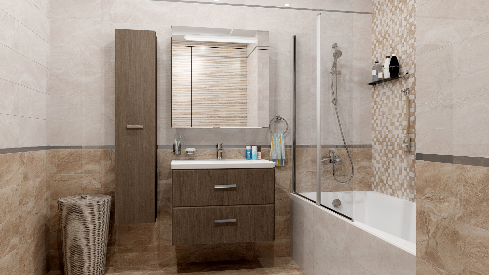 Мозаика Laparet Polaris коричневый+бежевый 30x30 глянцевый