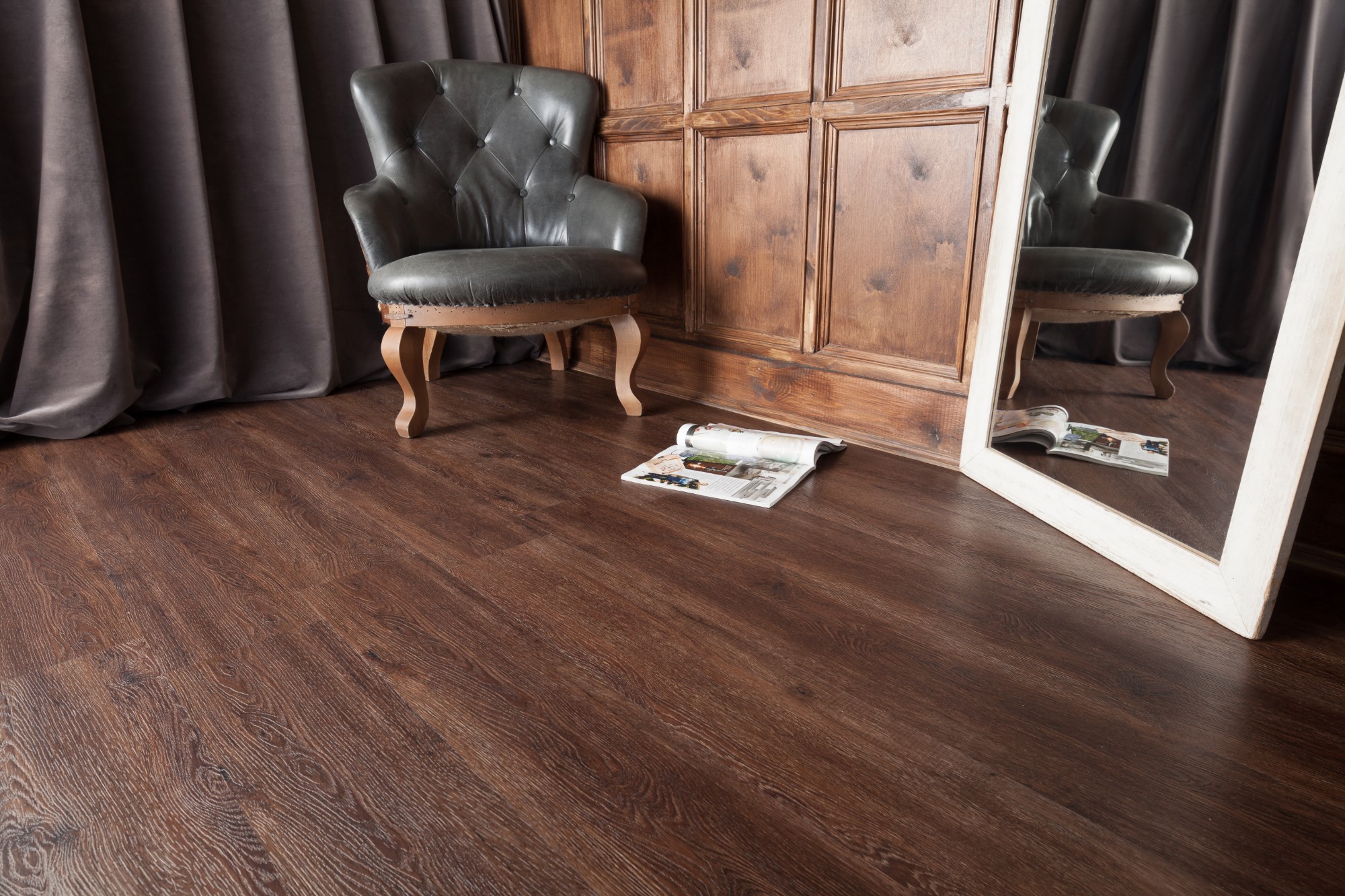 Кварцвиниловая плитка Aqua Floor Nano AF3217N 1221x180 Дуб Темный замковый кварц винил напольный