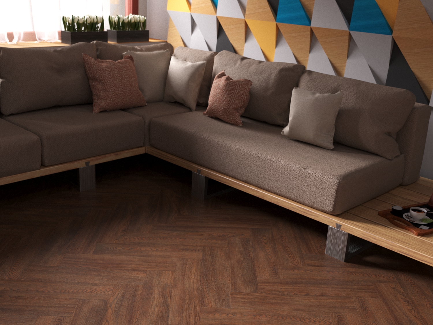 Кварцвиниловая плитка Fine Floor Craft Short Plank FF-008 Дуб Хэмптон-Корт кварц винил напольный