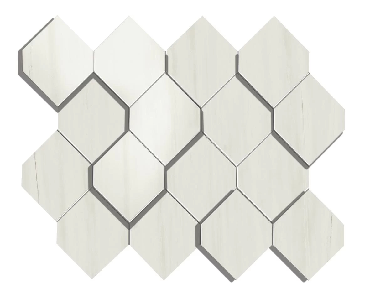 Мозаика Atlas Concorde Marvel Stone Bianco Dolomite Mosaico Esagono 3D 28.2x35.3 AS36
