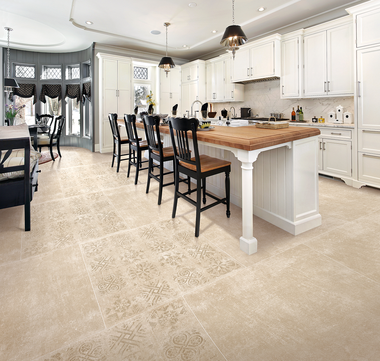 Керамогранит Стоун Цемент Светло-бежевый 60x120 SR
