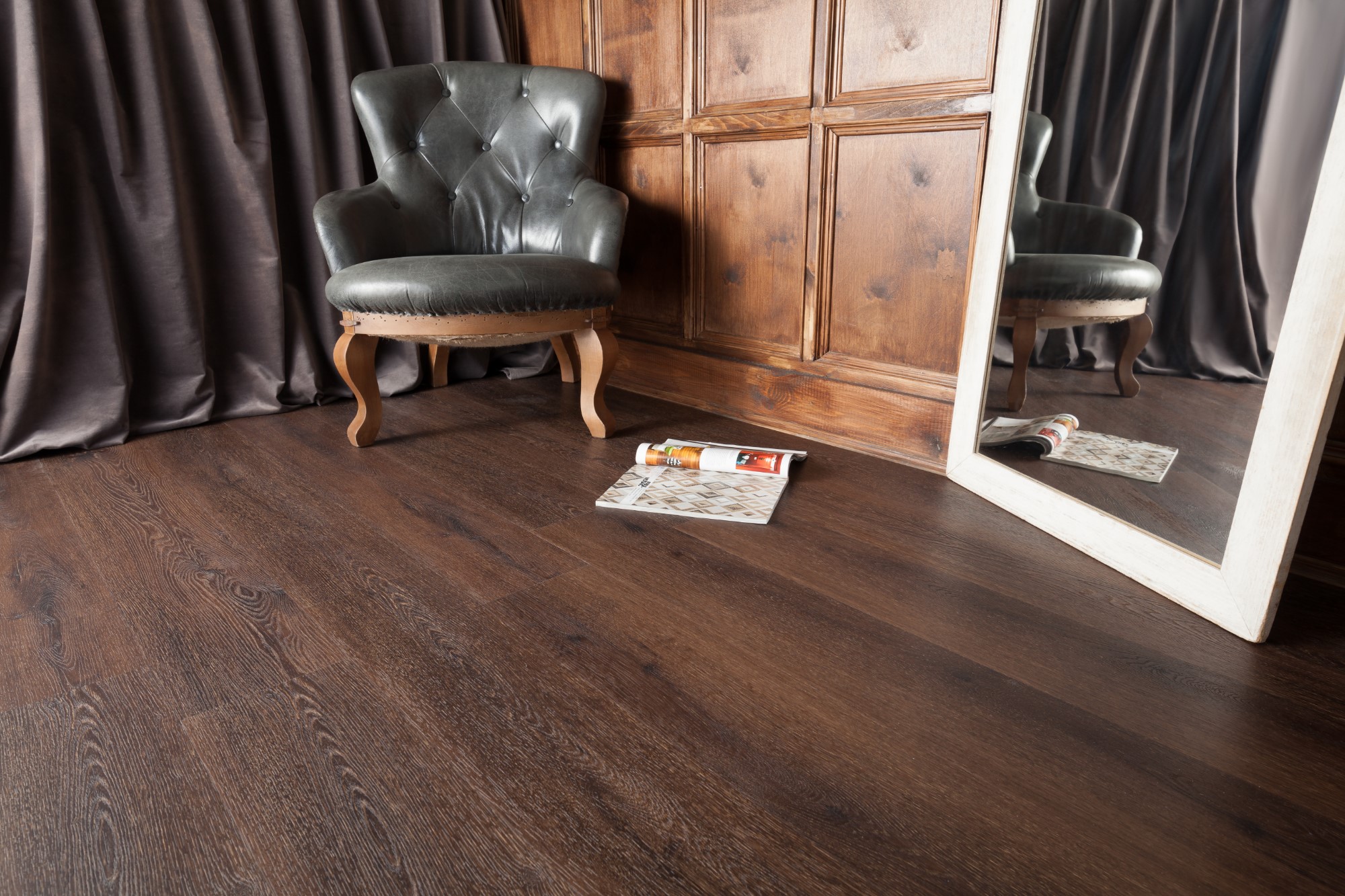 Кварцвиниловая плитка Aqua Floor RealWood Glue AF6033 Glue 1219.2x177.8 Дуб Темный замковый кварц винил напольный
