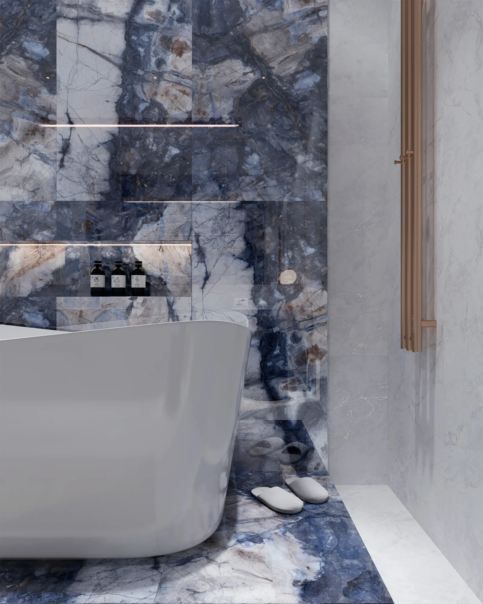 Керамогранит Аркадия Керамика HG2006-A Bergamo Blue High Gloss 60x120 синий