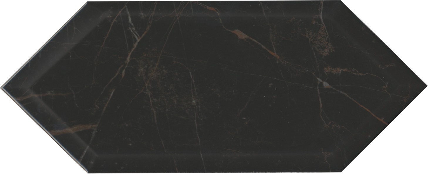 Керамическая плитка Kerama Marazzi Келуш грань черный глянцевый 14x34 35010