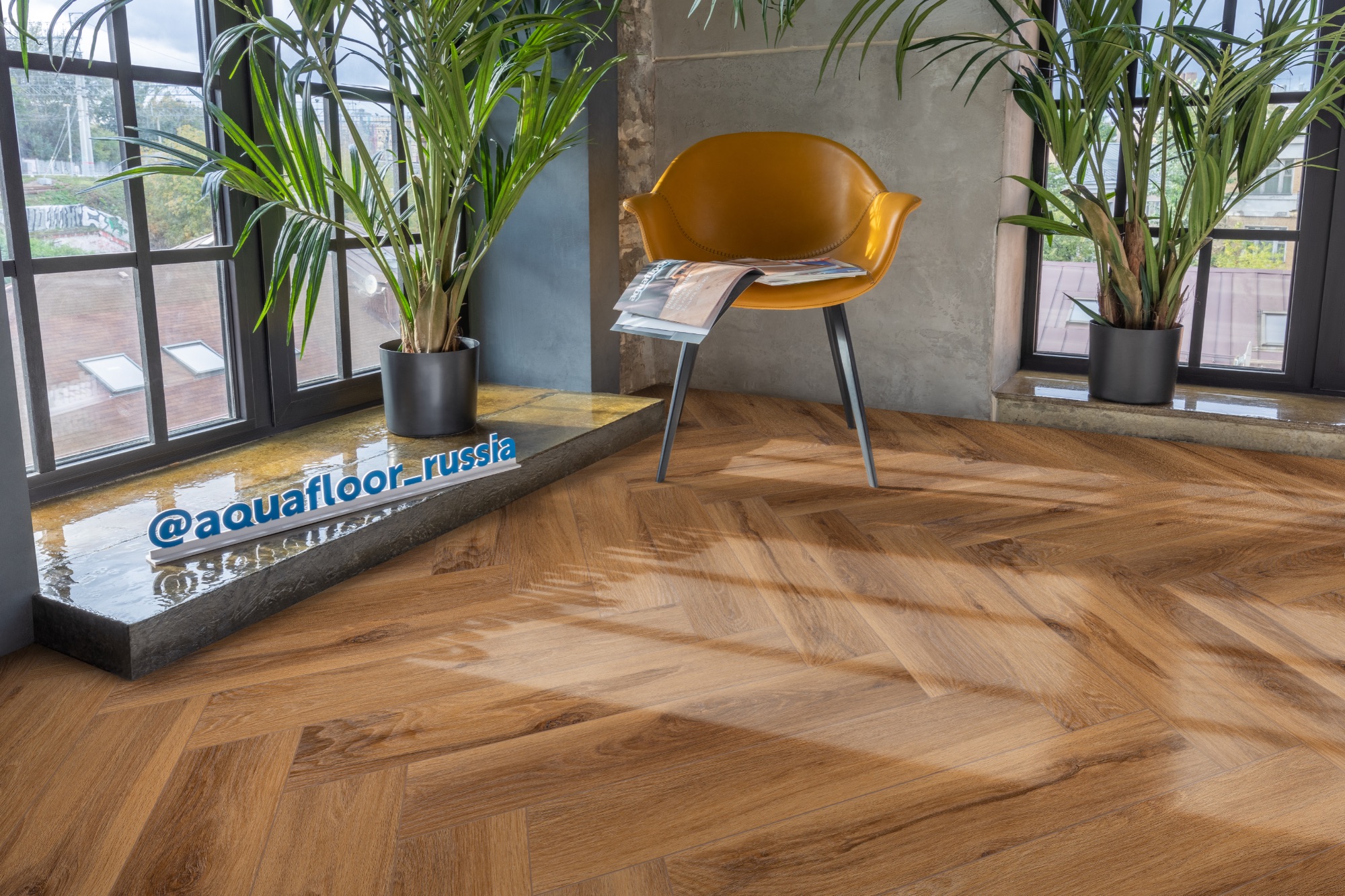 Кварцвиниловая плитка Aqua Floor Parquet Glue AF2518PG 610x122 Дуб Темный замковый кварц винил напольный