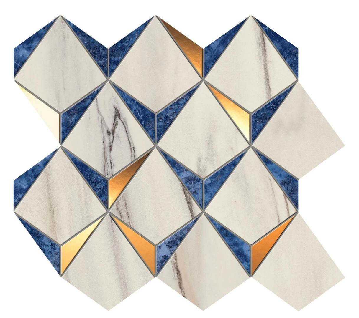 Мозаика Atlas Concorde Marvel Dream Bianco-Ultramarine Diamonds 35.8x32.9 9MDN