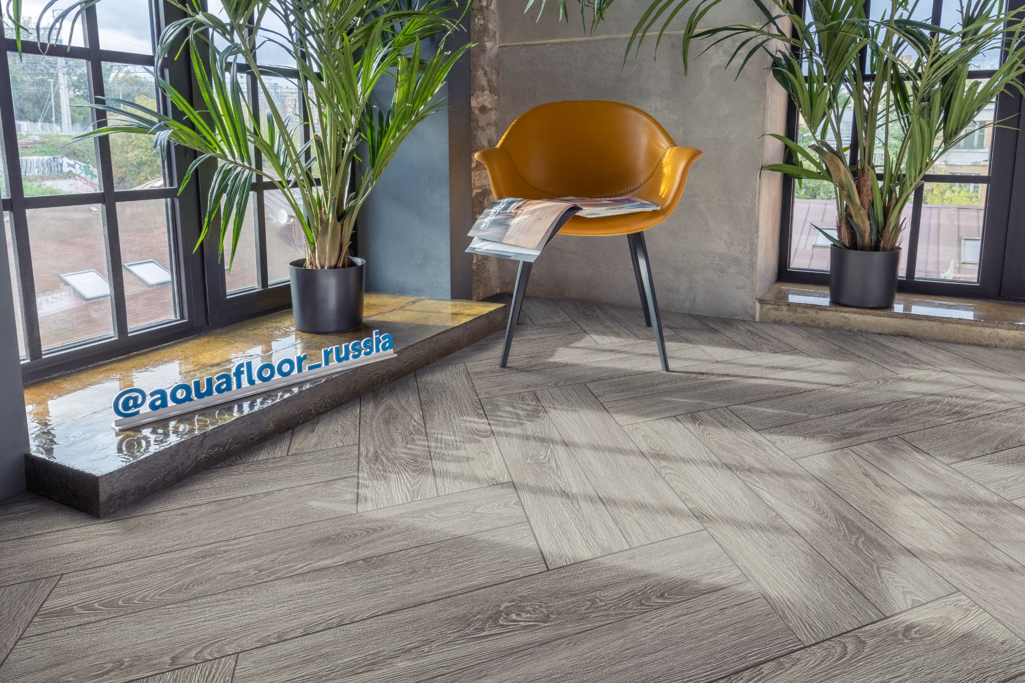 Кварцвиниловая плитка Aqua Floor Parquet Glue AF2518PG 610x122 Дуб Темный замковый кварц винил напольный