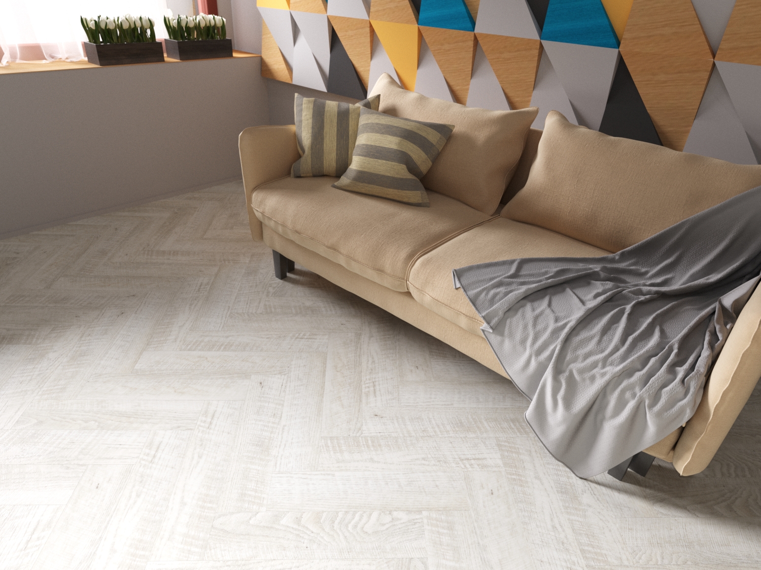 Кварцвиниловая плитка Fine Floor Craft Short Plank FF-008 Дуб Хэмптон-Корт кварц винил напольный