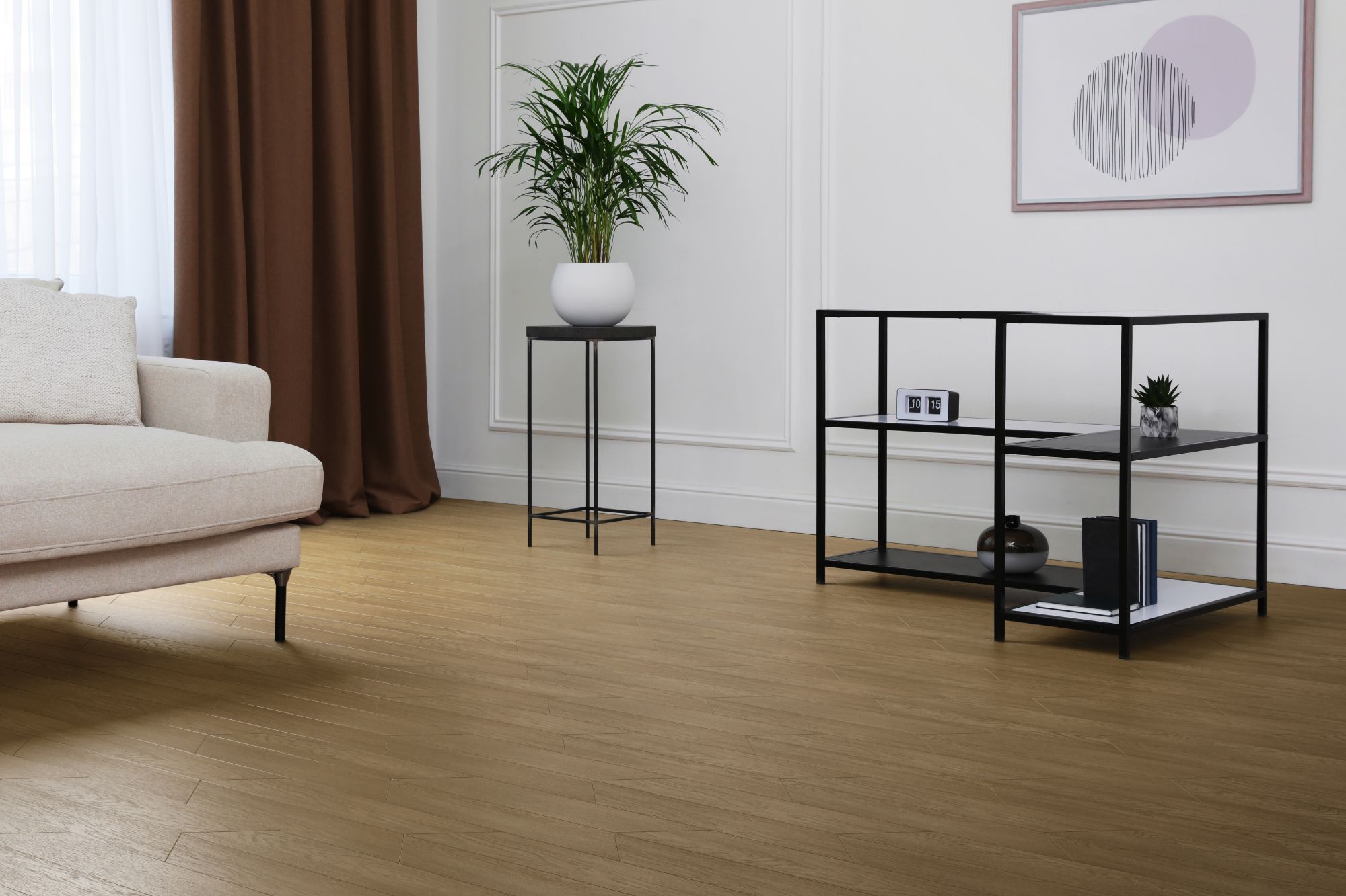 Кварцвиниловая плитка Aqua Floor Chevron Premium (Parquet) AF7015CVR 690x120 Дуб селект Светлый замковый кварц винил напольный