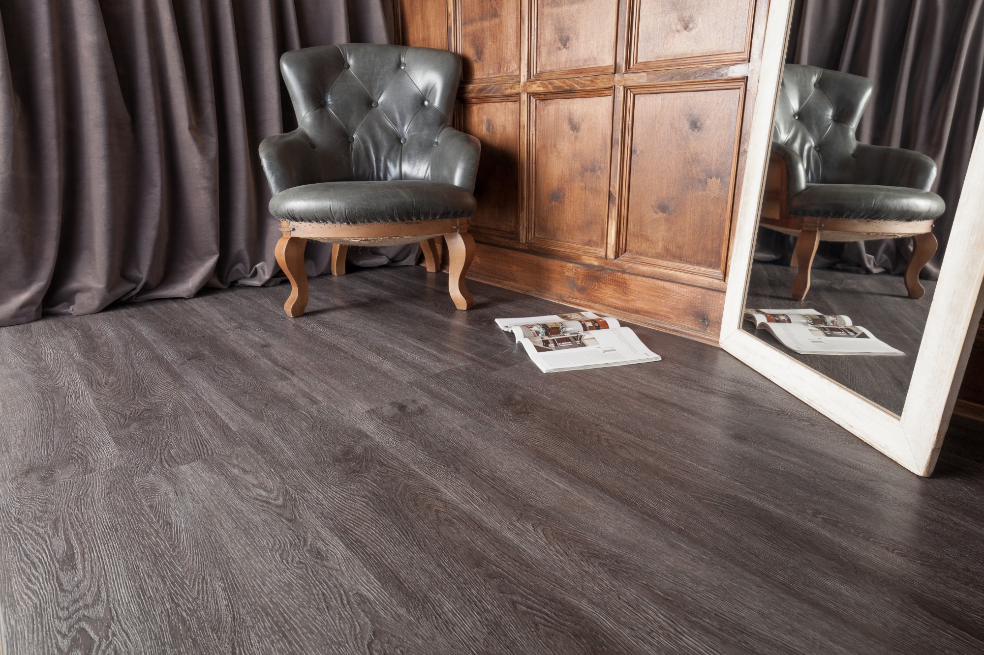 Кварцвиниловая плитка Aqua Floor Nano AF3217N 1221x180 Дуб Темный замковый кварц винил напольный