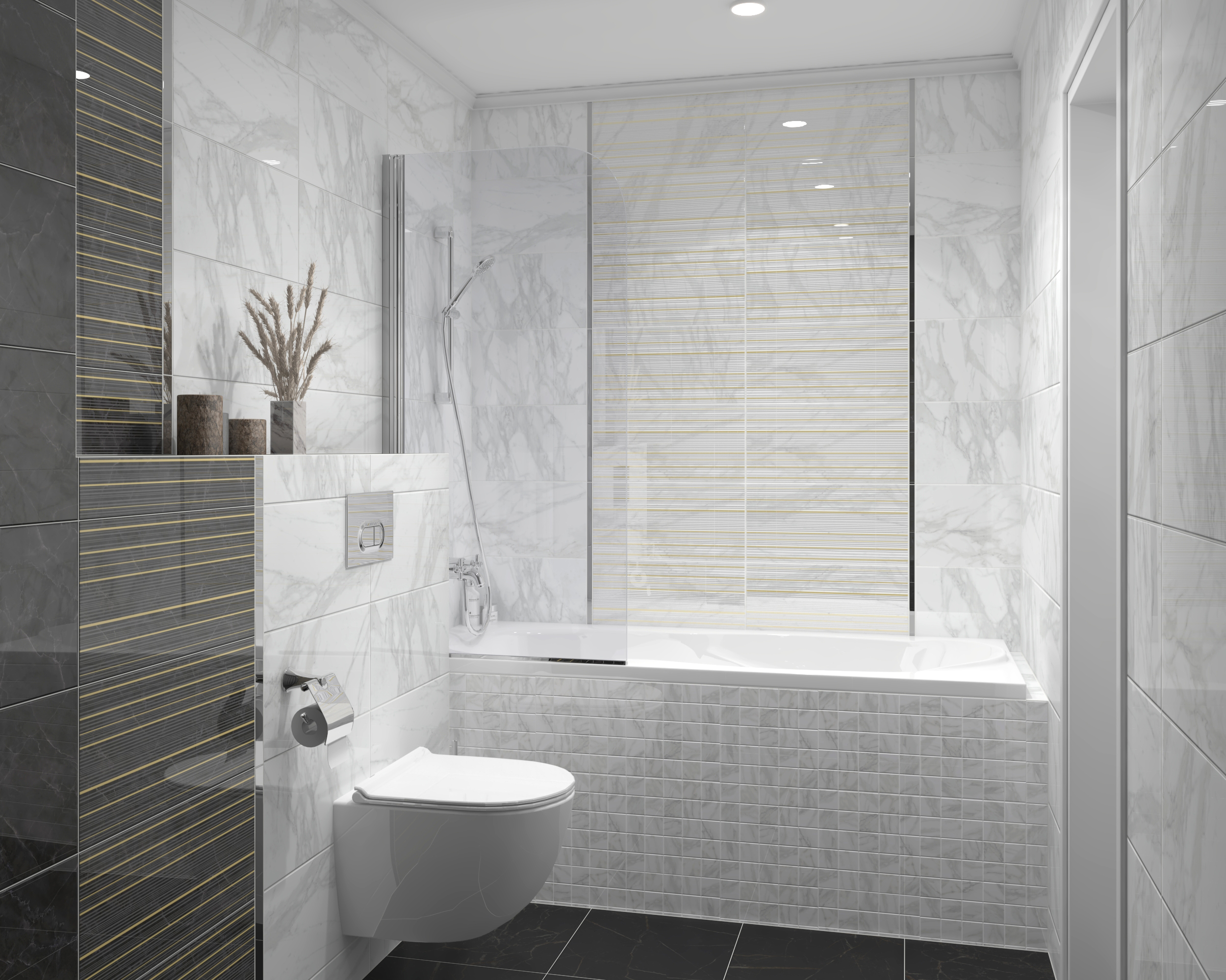 Мозаика (MM34038) Laparet Olimpus мозаичный чёрный 25x25 глянцевый