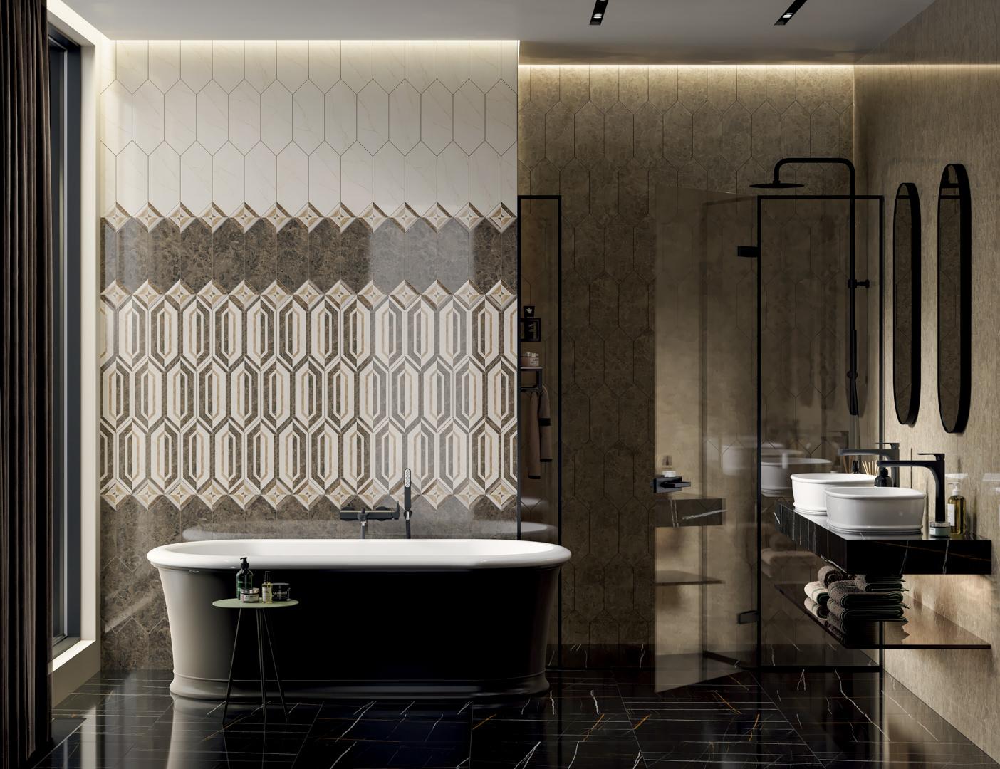 Керамическая плитка Kerama Marazzi Бикуш бежевый темный глянцевый 14x34 35002