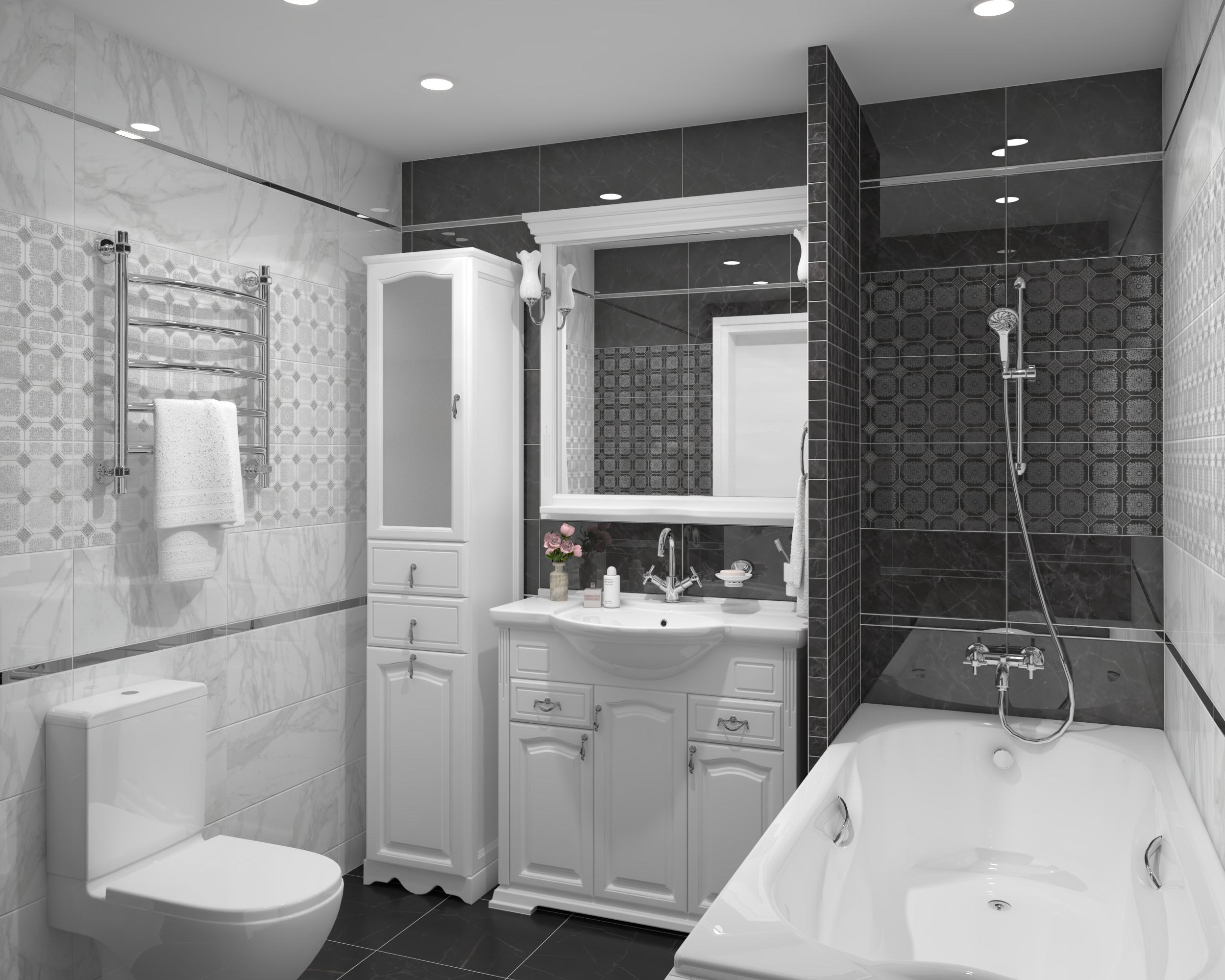Мозаика (MM34038) Laparet Olimpus мозаичный чёрный 25x25 глянцевый