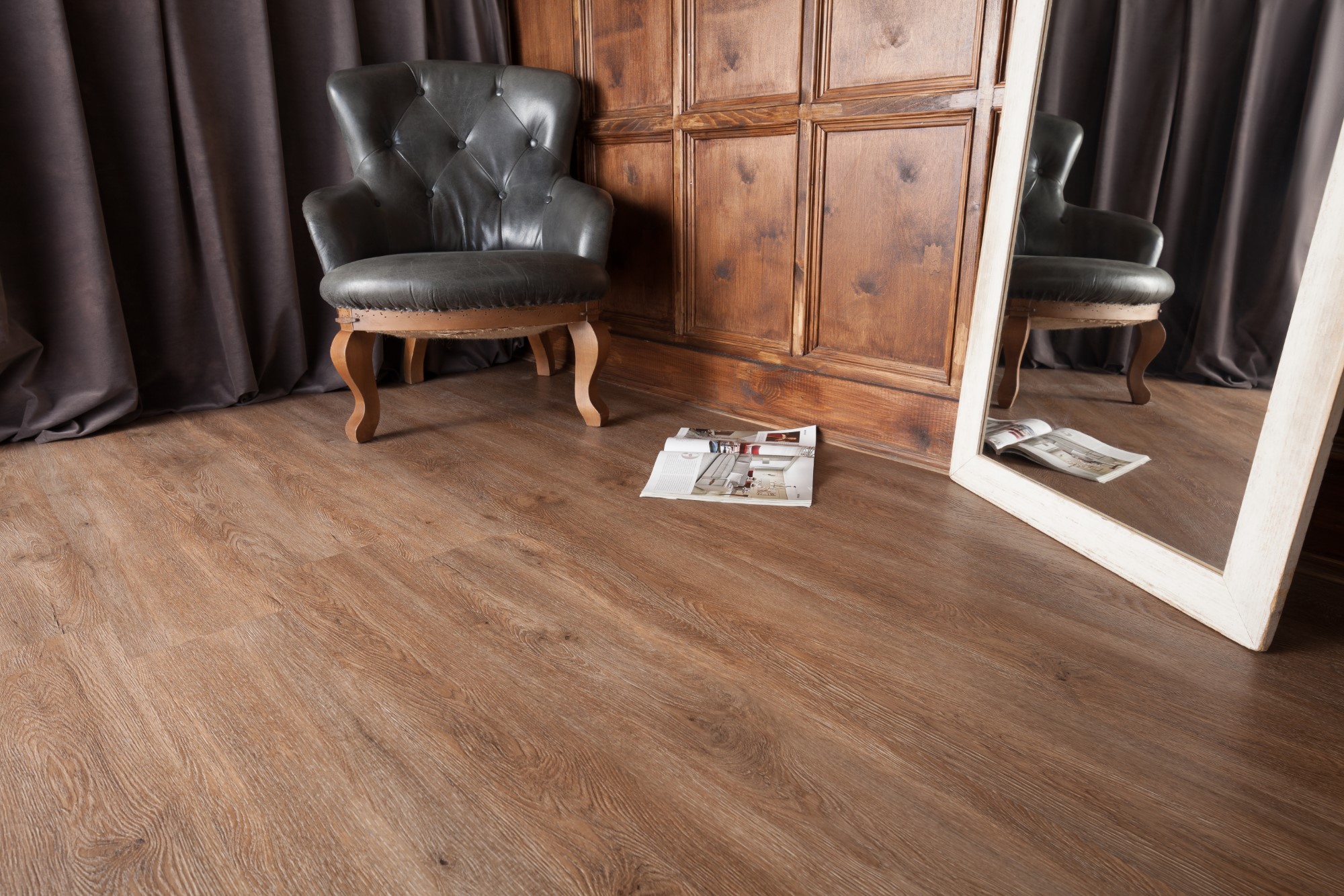 Кварцвиниловая плитка Aqua Floor Nano AF3217N 1221x180 Дуб Темный замковый кварц винил напольный