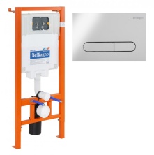 Инсталляция для подвесного унитаза BelBagno BB002-80/BB005-PR-CHROME с панелью смыва, хром глянцевый