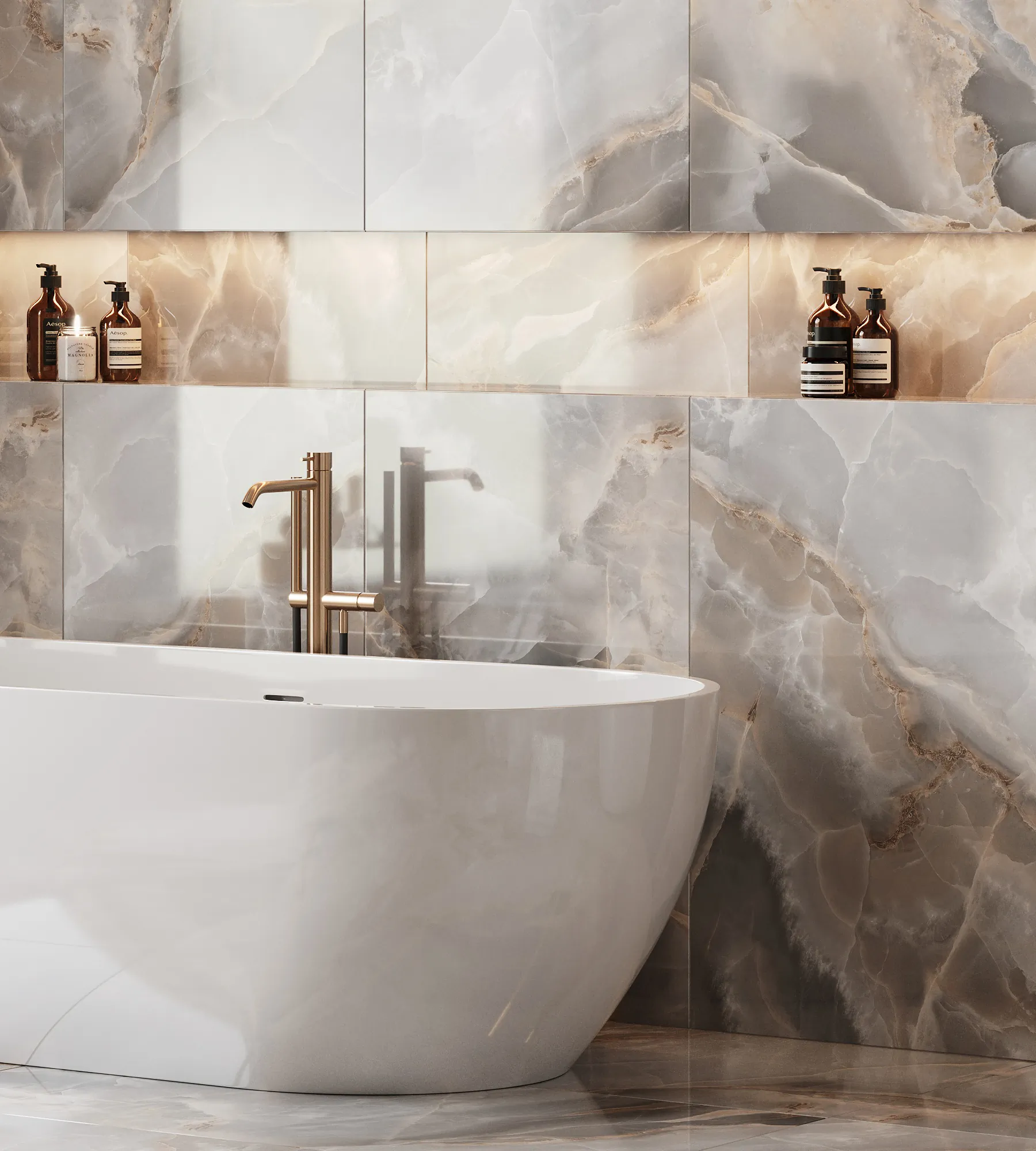 Керамогранит Аркадия Керамика FP1038-A Onyx Royal Full Polished 60x120 серый