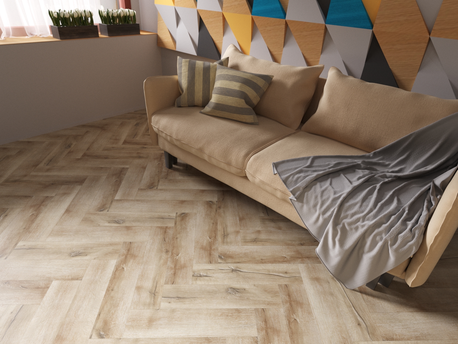Кварцвиниловая плитка Fine Floor Craft Short Plank FF-008 Дуб Хэмптон-Корт кварц винил напольный