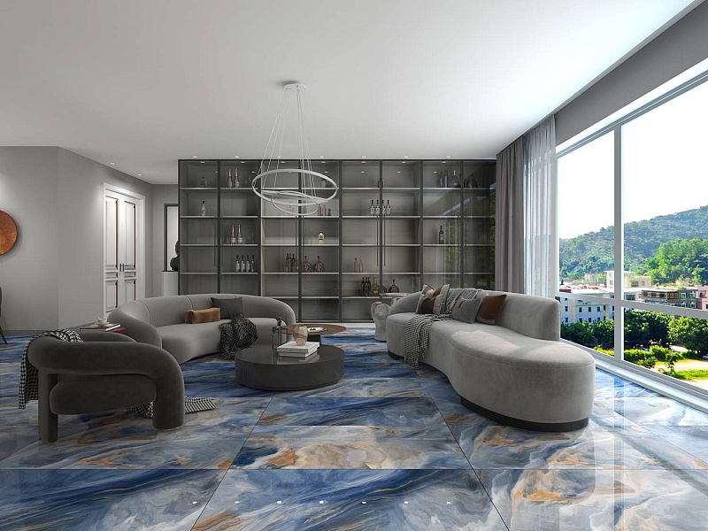 Керамогранит Азарио Carlin Aqua Gold 60x120 Carving H18004001G синий