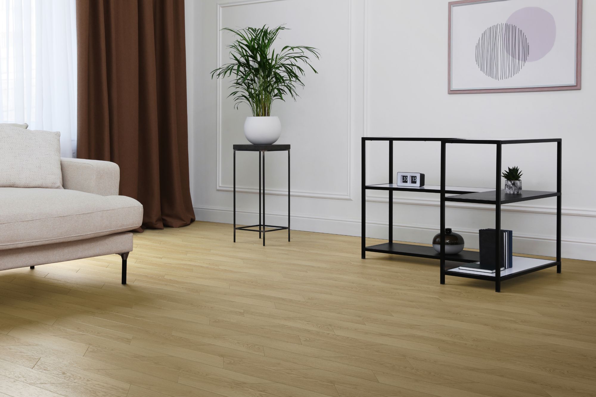 Кварцвиниловая плитка Aqua Floor Chevron Premium (Parquet) AF7015CVR 690x120 Дуб селект Светлый замковый кварц винил напольный