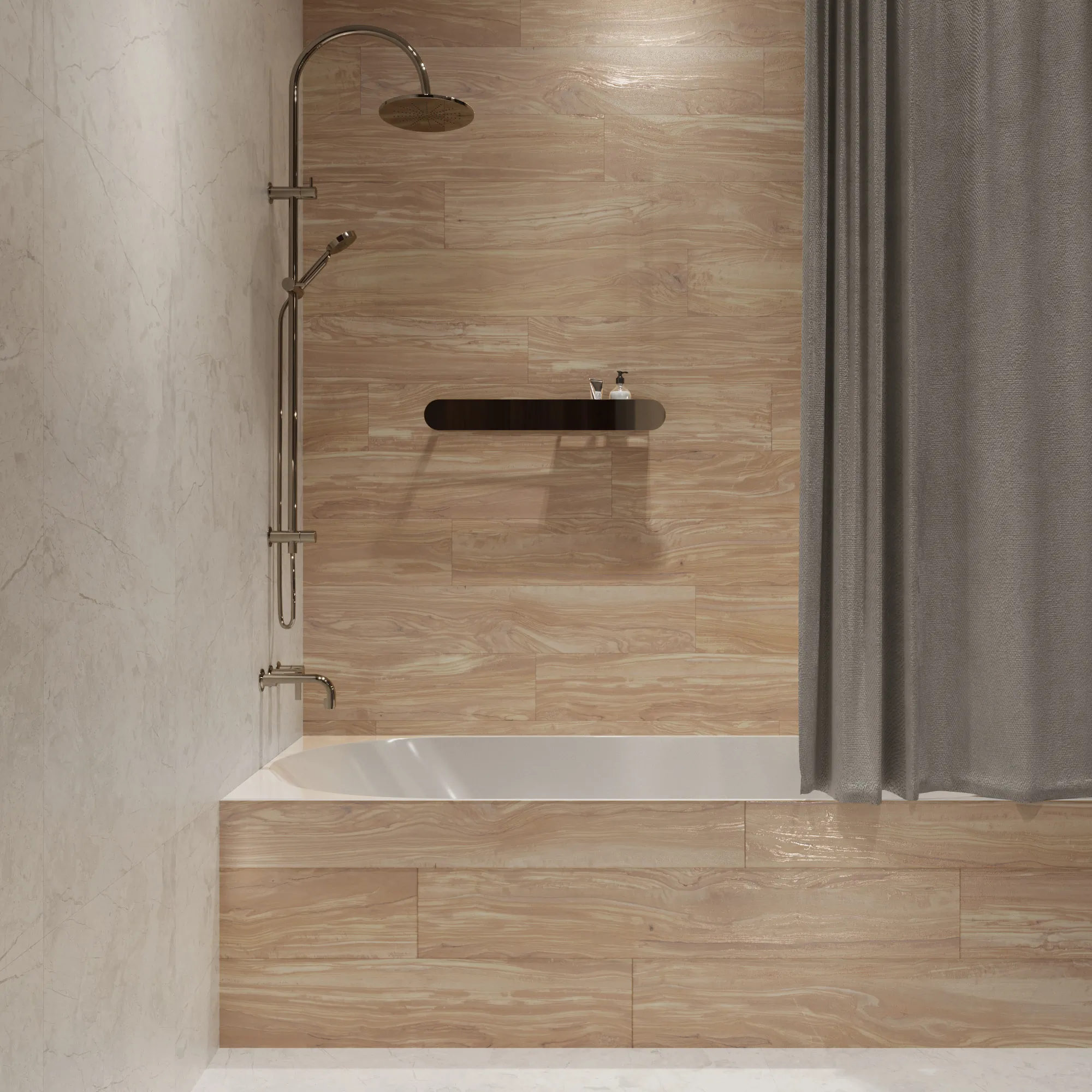 Керамогранит Креанза CW-CR03-B Persian Wood Natural Carving 20x120 бежевый