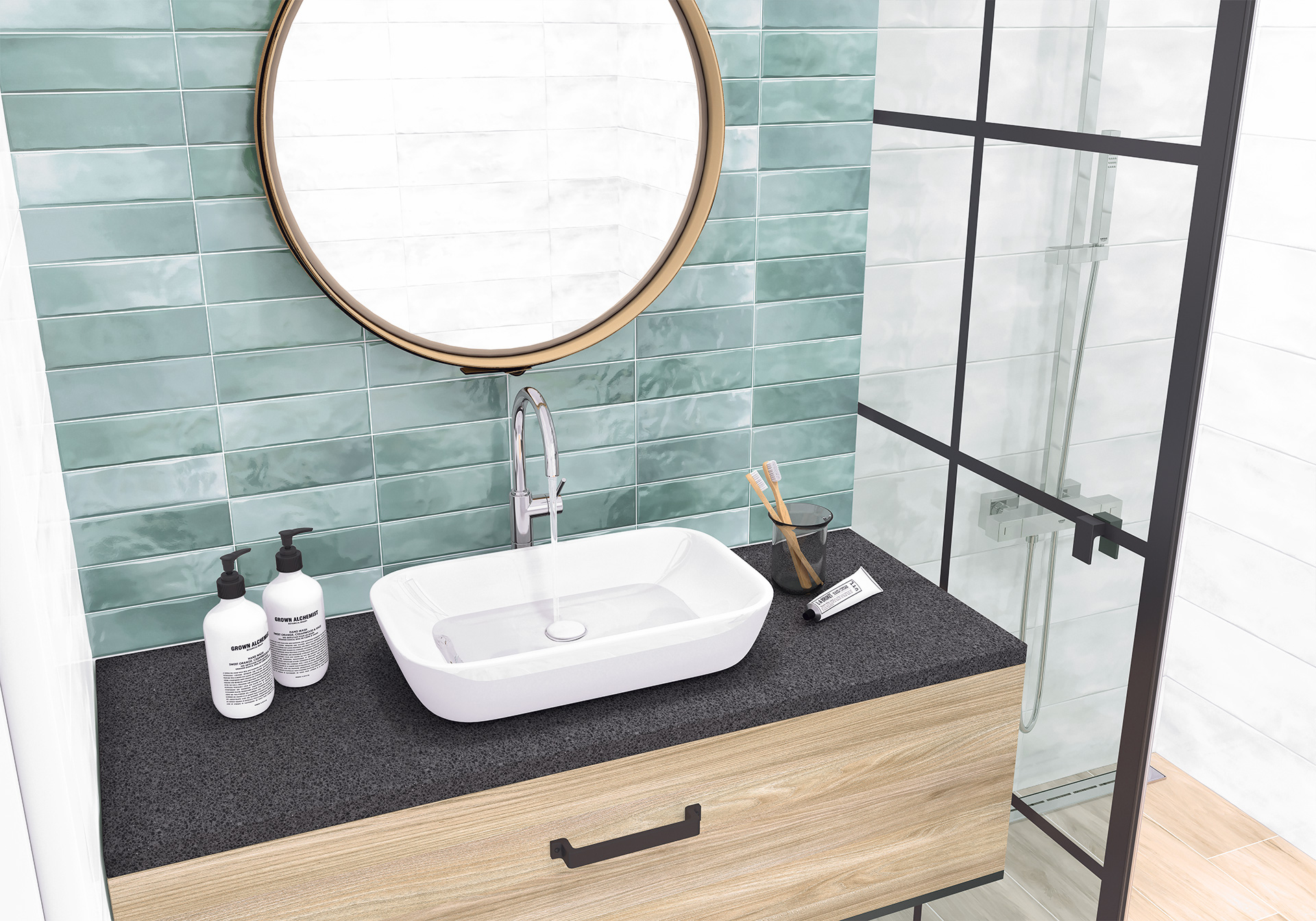 Керамическая плитка Alma Ceramica Стайл TWU11STL101 зеленый 20x60