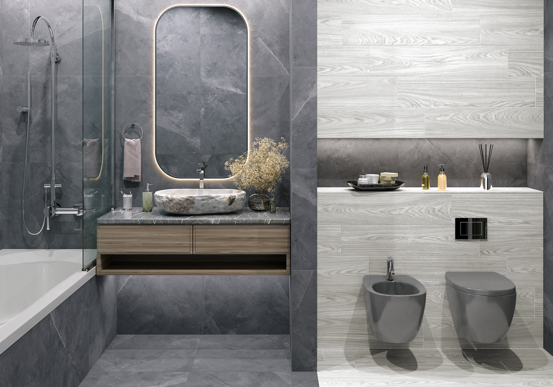 Керамогранит Alma Ceramica Андора GFA92ADR44R коричневый 20x90